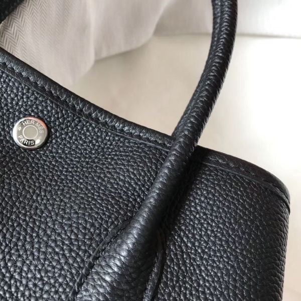 Hermes Garden Party 30 Bag In Black Taurillon Leather - Image 3