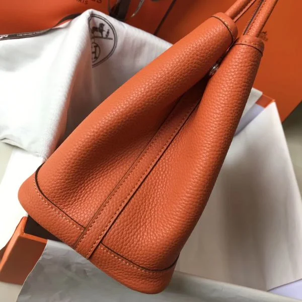 Hermes Garden Party 30 Bag In Orange Taurillon Leather - Image 2