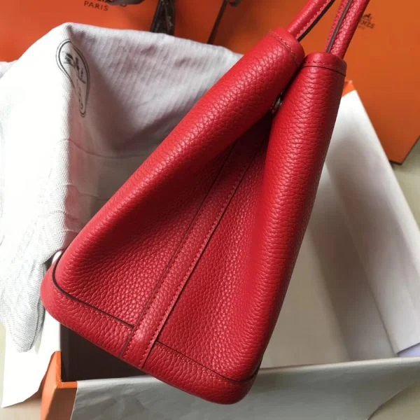 Hermes Garden Party 30 Bag In Red Taurillon Leather - Image 2