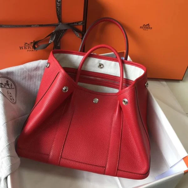 Hermes Garden Party 30 Bag In Red Taurillon Leather - Image 3