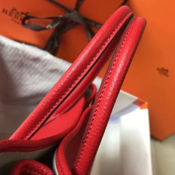 Hermes Garden Party 30 Bag In Red Taurillon Leather - Image 4