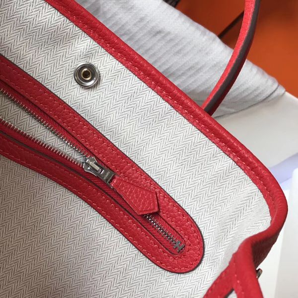 Hermes Garden Party 30 Bag In Red Taurillon Leather - Image 6