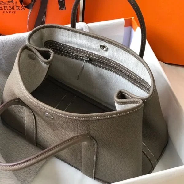 Hermes Garden Party 30 Bag In Taupe Taurillon Leather - Image 8