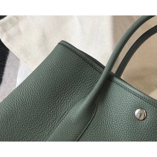 Hermes Garden Party 30 Bag In Vert Amande Taurillon Leather - Image 6