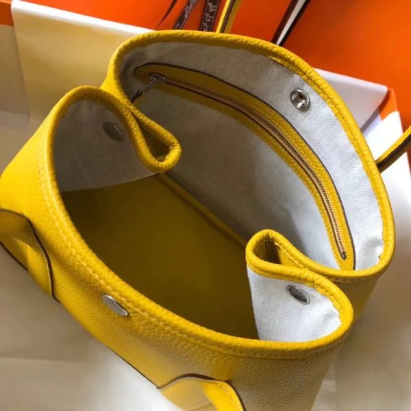 Hermes Garden Party 30 Bag In Yellow Taurillon Leather - Image 8
