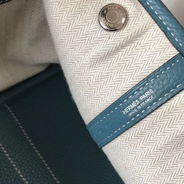 Hermes Garden Party 36 Bag In Blue Jean Clemence Leather - Image 6