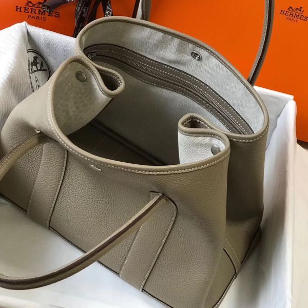 Hermes Garden Party 36 Bag In Grey Clemence Leather - Image 8