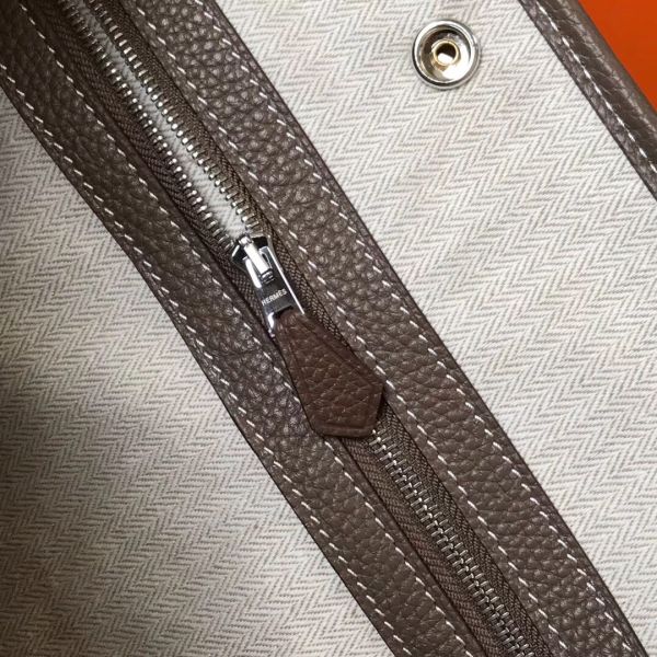 Hermes Garden Party 36 Bag In Taupe Clemence Leather - Image 6