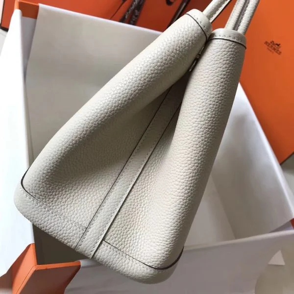 Hermes Garden Party 36 Bag In White Clemence Leather - Image 2