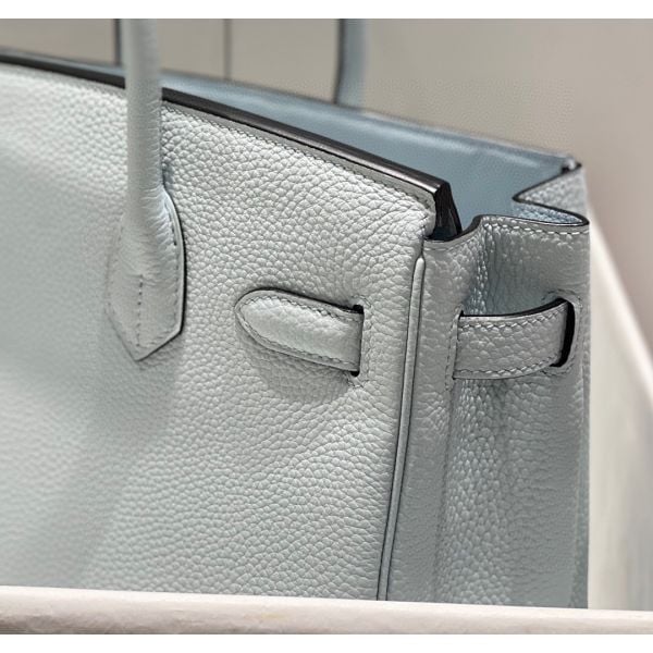 Hermes Birkin 30cm Bag In Blue Brume Clemence Leather GHW - Image 7