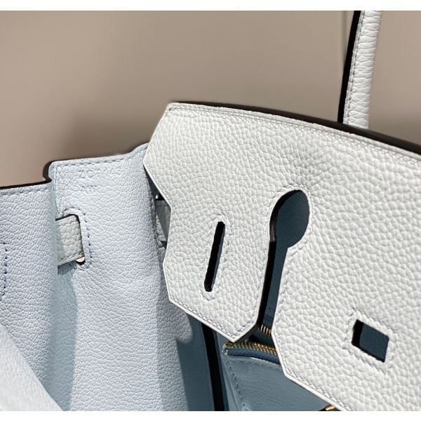 Hermes Birkin 30cm Bag In Blue Brume Clemence Leather GHW - Image 8