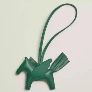Hermes Rodeo Pegase PM Bag Charm in Green Lambskin