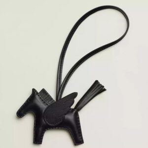 Hermes Rodeo Pegase PM Bag Charm in Black Lambskin
