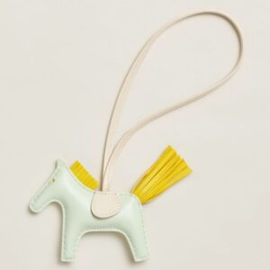 Hermes Rodeo PM Bag Charm in Vert Fizz/Yellow/Craie Lambskin