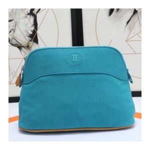 Hermes Medium Bolide Travel Case In Blue Horizon Cotton