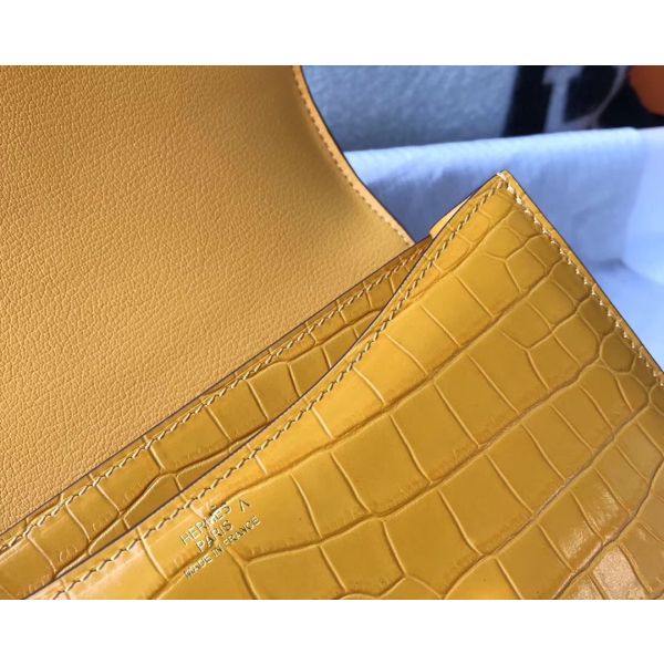 Hermes Constance 18 Handmade Bag In Yellow Embossed Crocodile - Image 7