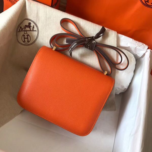 Hermes Constance 18 Handmade Bag In Orange Epsom Leather - Image 2