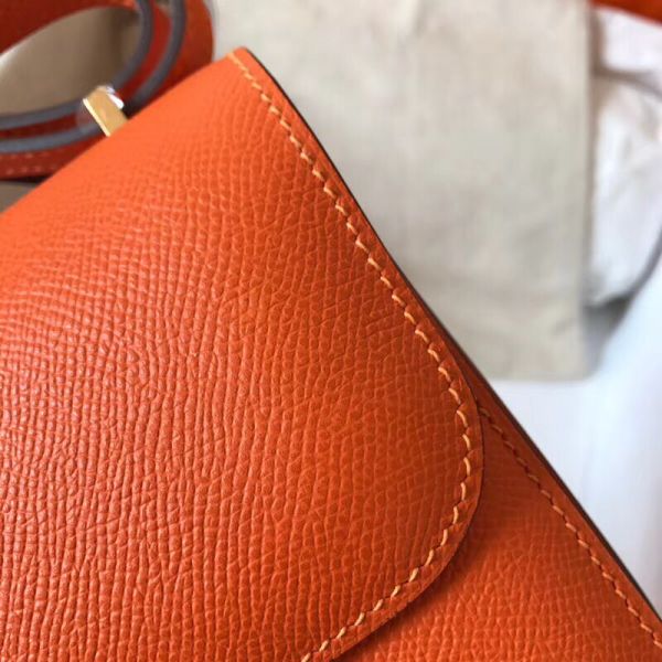 Hermes Constance 18 Handmade Bag In Orange Epsom Leather - Image 3