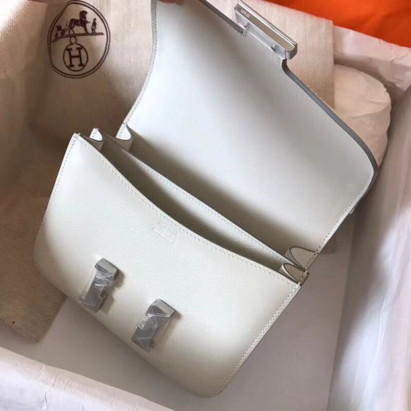 Hermes Constance 18 Handmade Bag In White Epsom Leather - Image 6