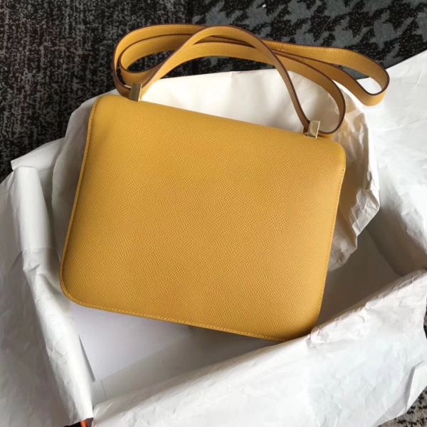 Hermes Constance 18 Handmade Bag In Jaune Epsom Leather - Image 2