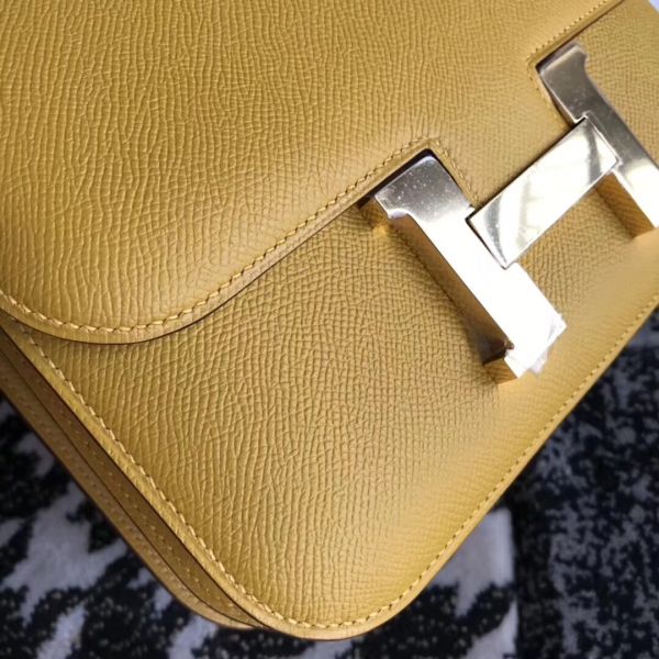 Hermes Constance 18 Handmade Bag In Jaune Epsom Leather - Image 3