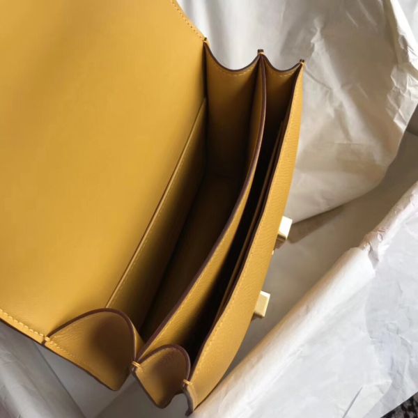Hermes Constance 18 Handmade Bag In Jaune Epsom Leather - Image 6