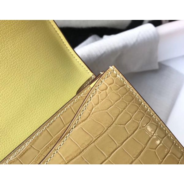 Hermes Constance 24cm Bag In Jaune Poussin Embossed Crocodile - Image 7