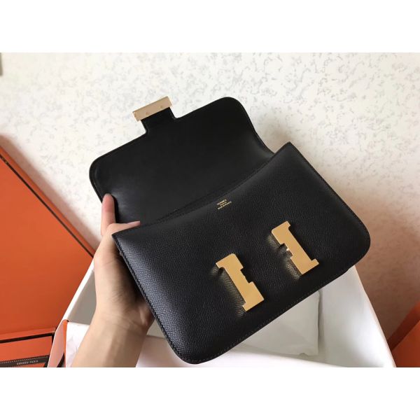 Hermes Constance 24 Handmade Bag In Black Epsom Leather - Image 6