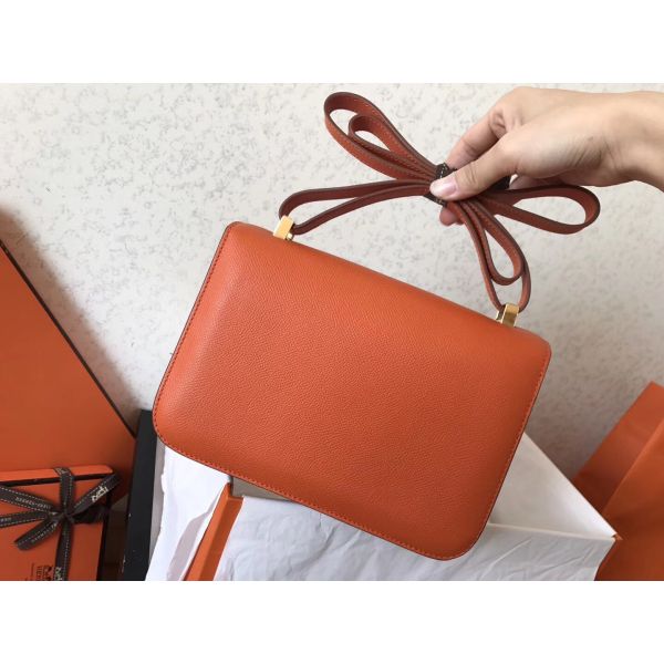 Hermes Constance 24 Handmade Bag In Orange Epsom Leather - Image 2