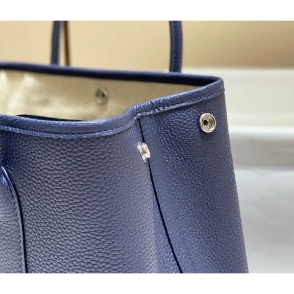 Hermes Garden Party 30 Bag In Blue Saphir Taurillon Leather - Image 6