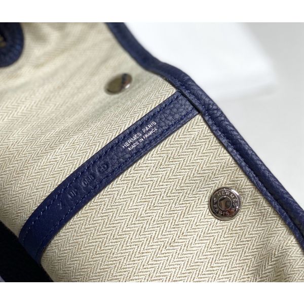 Hermes Garden Party 30 Bag In Blue Saphir Taurillon Leather - Image 7