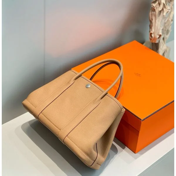 Hermes Garden Party 30 Bag In Chai Taurillon Leather - Image 4