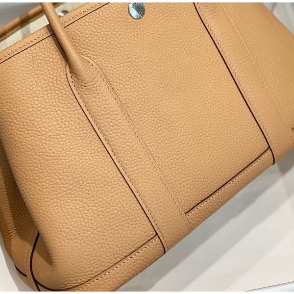 Hermes Garden Party 30 Bag In Chai Taurillon Leather - Image 6