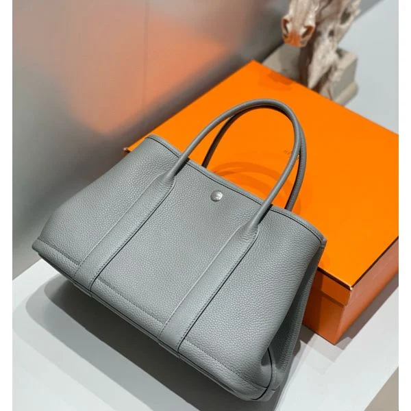 Hermes Garden Party 30 Bag In Gris Meyer Taurillon Leather - Image 3