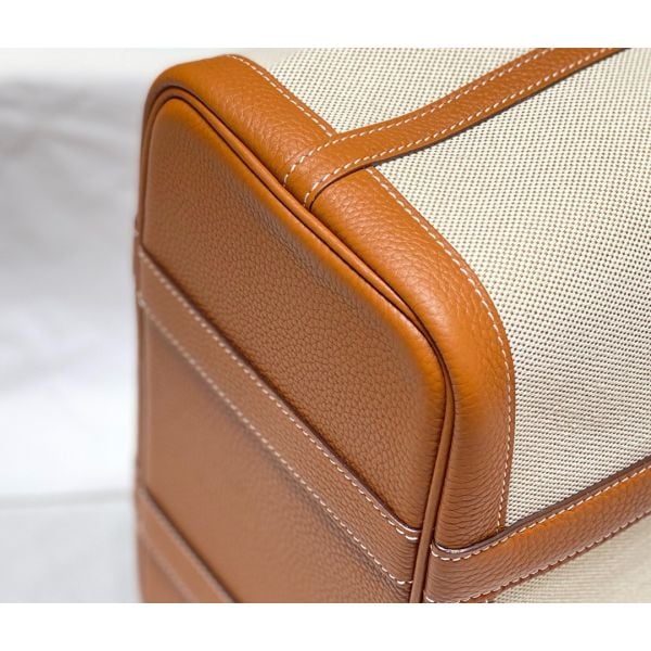 Hermes Garden Party 30cm Bag in Toile and Gold Leather - Image 5