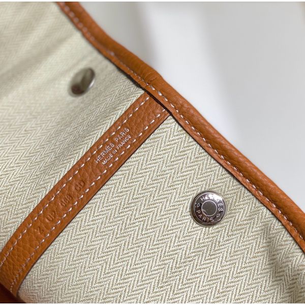 Hermes Garden Party 30cm Bag in Toile and Gold Leather - Image 7