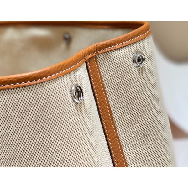 Hermes Garden Party 30cm Bag in Toile and Gold Leather - Image 8