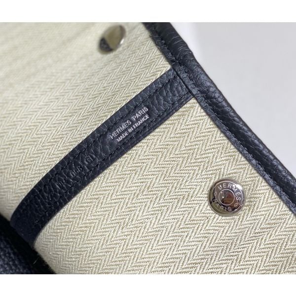 Hermes Garden Party 30cm Bag in Toile and Black Leather - Image 7