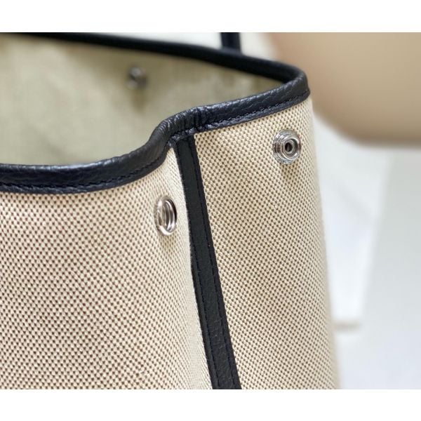 Hermes Garden Party 30cm Bag in Toile and Black Leather - Image 8