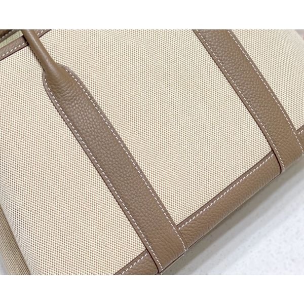 Hermes Garden Party 30cm Bag in Toile and Taupe Leather - Image 4