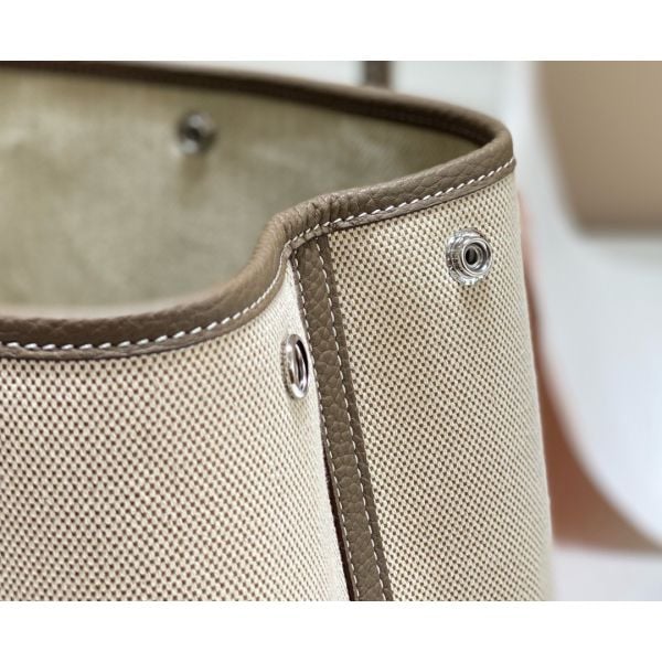 Hermes Garden Party 30cm Bag in Toile and Taupe Leather - Image 5