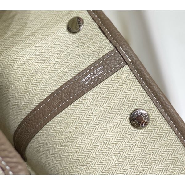 Hermes Garden Party 30cm Bag in Toile and Taupe Leather - Image 6