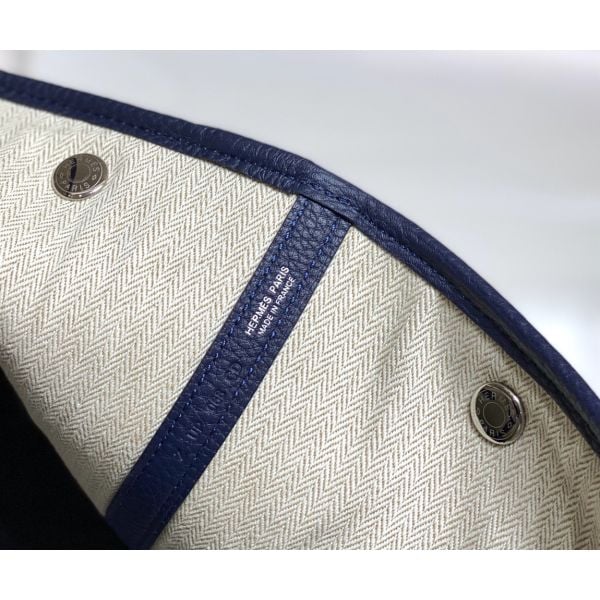 Hermes Garden Party 36 Bag In Blue Saphir Clemence Leather - Image 7