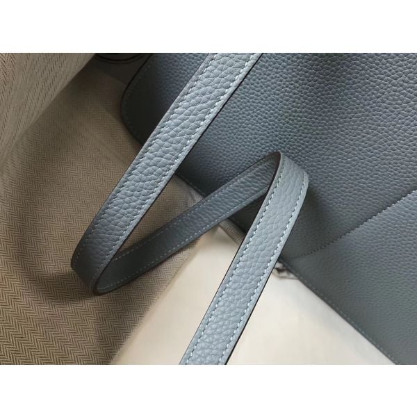 Hermes Halzan 31cm Bag In Blue Lin Clemence Leather - Image 3