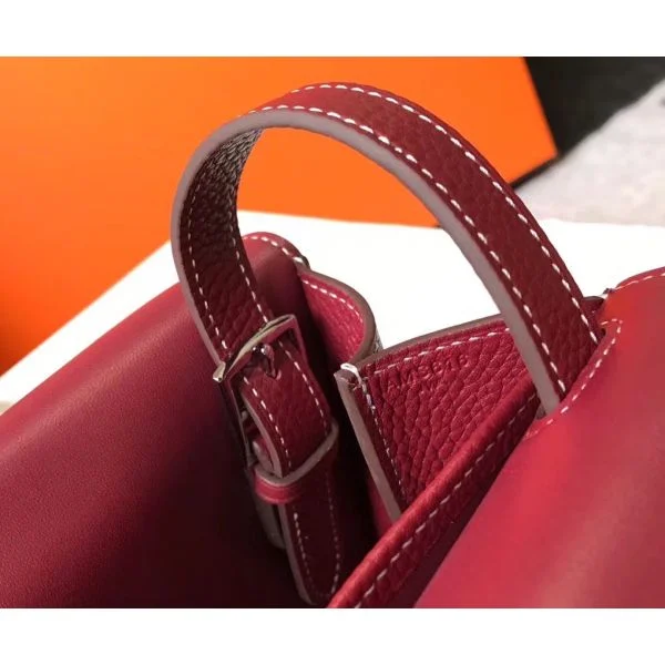Hermes Halzan 31cm Bag In Bordeaux Clemence Leather - Image 6