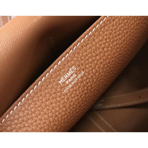 Hermes Halzan 31cm Bag In Gold Clemence Leather - Image 6