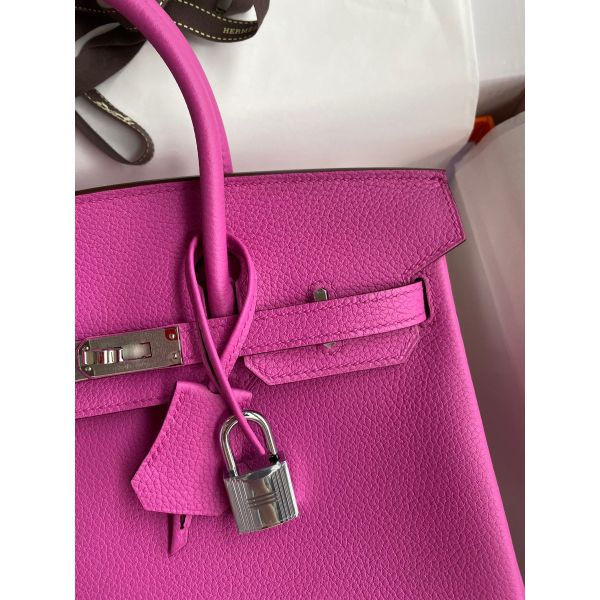 Hermes Birkin 25 Retourne Handmade Bag In Magnolia Clemence Leather - Image 3