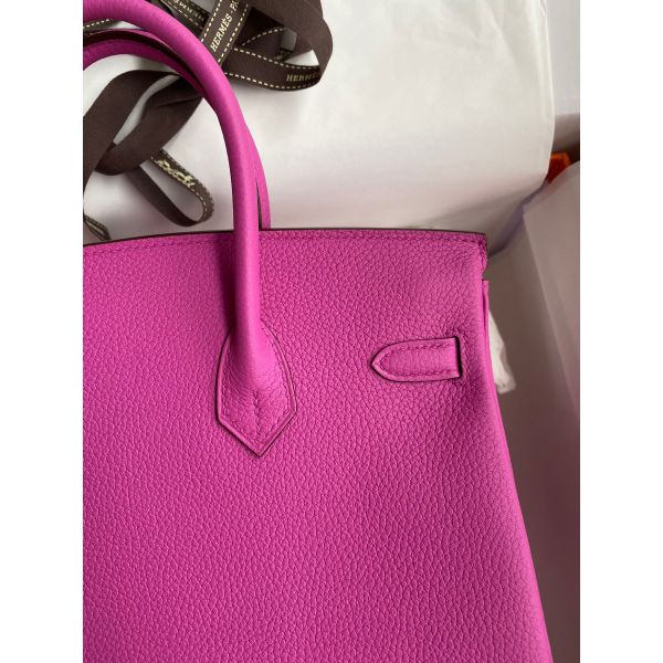 Hermes Birkin 25 Retourne Handmade Bag In Magnolia Clemence Leather - Image 4