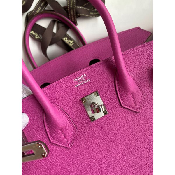 Hermes Birkin 25 Retourne Handmade Bag In Magnolia Clemence Leather - Image 7