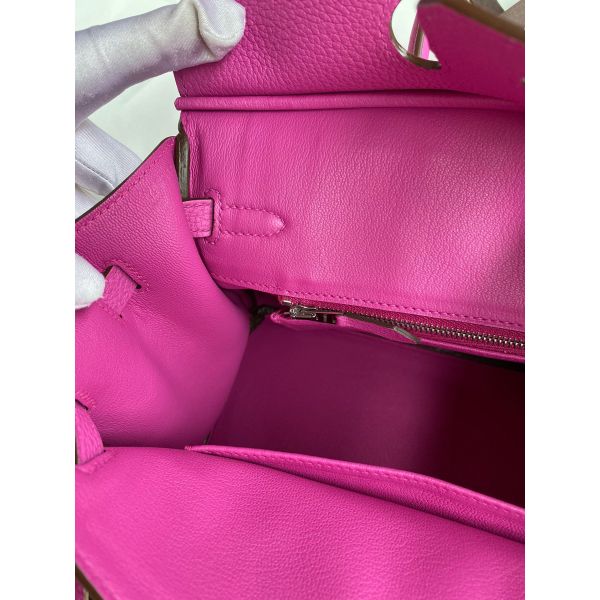 Hermes Birkin 25 Retourne Handmade Bag In Magnolia Clemence Leather - Image 9